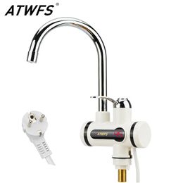 Heaters ATWFS Instant Tankless Water Heater Tap Instantaneous Faucet Kitchen Water Heater Crane Instant Hot Water Faucet Digital EU Plug