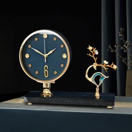 Table Clocks Desk & Luxury Clock Metal Gold Wall Christmas Decoration Watch Figurines Living Room Desktop Gift