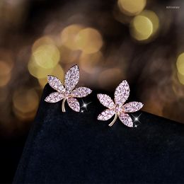 Backs Earrings Korean Light Luxury Rhinestone Leaf Clip On For Women Fashion Crystal Sweet Non-Pierced Earring Girl Jewellery