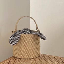 Evening Bags Fashion Weave Women Straw Bag Crossbody 2023 Bucket Beach Handbags Rope Knitted Handbag Fresh Summer Tote