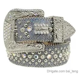 1Luxury Designer Bb Belt Simon Belts for Men Women Shiny diamond belt Black on Black Blue white multicolour with bling rhinestones as gift 2023 bai08 2x