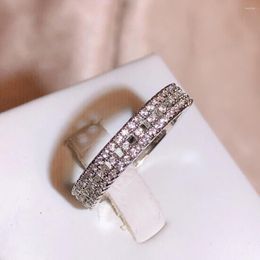 Cluster Rings Gorgeous Women Full Bling Iced Out Wide With CZ Stone Several Lines Design Fashion Wedding Bands Jewelry