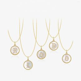 Chains Gold Plated Good Quality A-Z Letter Alphabet White Shell Cahrm Necklace Women 2023 Fashion Cute Choker CZ Jewellery Gift