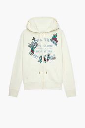 zadig et voltaire 23ss Designer Sweatshirt Fashion New Little Popular Classic Letter Print Flower Embroidery Cardigan Zipper Coat Fleece Sweater