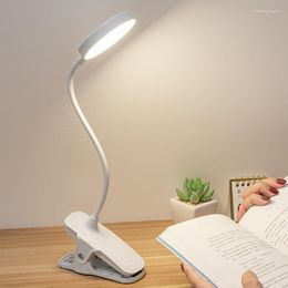 Table Lamps USB Rechargeable Eye Desk Lamp Protection Reading Night Light Office Bedside Flexible Dimmable Foldable LED Clip