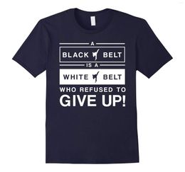 Camisetas masculinas Men camisa Um cinto preto é branco Taekwondo Martial Arts T-Shirt-RT Women Tshirts