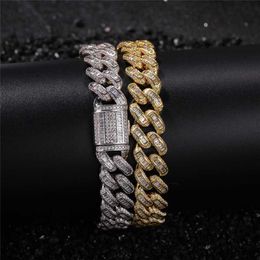 Bling Gold Plated Jewellery Top Quality Fashion Custom Hip Hop Diamond Cuban Link Bracelet for Men Gift