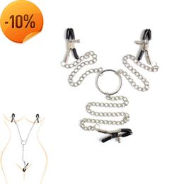 Massage 8 Style Fetish BDSM Bondage Nipple Clamp with Metal Chain Adult Nipple Labia Stimulation Sex Toys for Women Couple SM Flirt Game