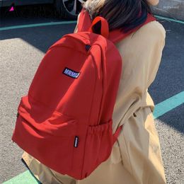 School Bags Fashion Solid Colour Waterproof Nylon Women Backpack Female High Quality Travel Bag Preppy Schoolbag For Teenage Girl Bookbag