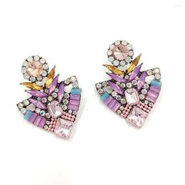 Dangle Earrings YaYi Jewellery Fashion Bohemia Pink Glass Crystal Rhinestone Women Hook Eardrop Wear Ear Band Long Tassel Gift