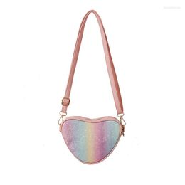 Evening Bags Fashion Laser Colourful Women Shoulder Bag 2023 Summer Heart Shape Crossbody For Woman Zipper Shopping Versatile