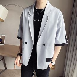 Men's Suits & Blazers Half-sleeved Suit Jacket Casual Fashion Trend Thin Section Breathable High-quality Black 2023 Summer
