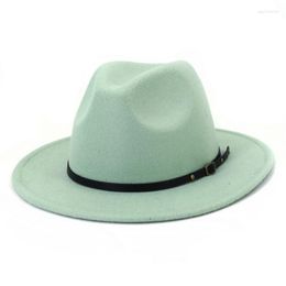 Wide Brim Hats 2023 Winter Fedora For Women Fashion Flat Wool Felt Jazz Men Pink Goth Top Vintage Wedding Cap Eger22