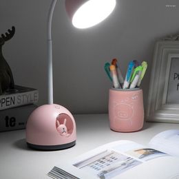 Table Lamps Rechargeable LED Desk Lamp Three-Speed Touch Dimming Reading Light Eye Protection Student Cute Animal Night