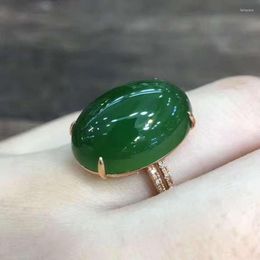Cluster Rings Wedding Ring Natural Real Jade Fashion 925 Sterling Silver For Women