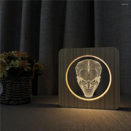 Night Lights JackSmile Face 3D LED Arylic Wooden Lamp Table Light Switch Control Carving For Children's Room Birthday Gift