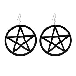 Dangle Chandelier Womens Punk Acrylic Big Star Earrings Gothic Black Large Fivepointed Stars Round Drop Earring Fashion Statement Dhhzm