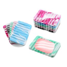 5 Colours Soap Dishes Camouflage Soap Tray Anti Skid Soap Box Silicone Soap Dishes Bathroom Soap Holders Case Home Bathroom Supplies Q62