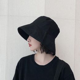 Berets Pure-color Fisherman's Hats Women Spring Summer Sunshade Basin Hat Female Fashion Cotton Sun Protection Cap Lady Caps H230