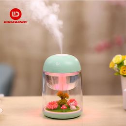 Purifiers Mini Portable Mist Humidifier Transparent Microlandscape Air Humidifier Spray Air Purifier Diffuser with LED Lights for Home