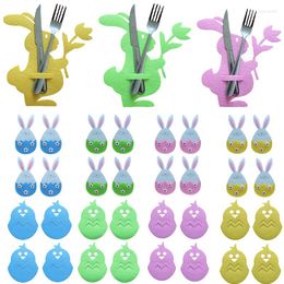 Dinnerware Sets 4pcs Easter Knife And Fork Holder Cutlery Bag Non-Woven Tableware Storage Organiser Table Decorations