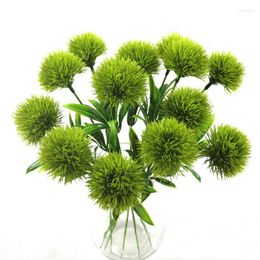 Decorative Flowers Artificial 10Pieces Dandelion Fake Flower 26cm Small Ball Hydrangea Simulation Green Plant For Home Wedding Decor