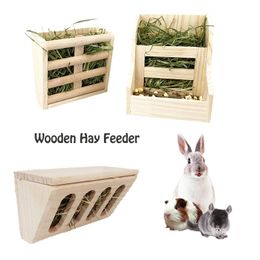 Supplies Pet Hay Feeder Rack Wooden Wallmountable FloorStanding Hay Manger for Small Pets Rabbit Bunny Chinchilla Guinea Pigs Hamster