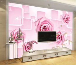 Sfondi CJSIR Personalizzato 3D Po Carta da parati Moderna Rosa Rosa Farfalla Soggiorno Divano TV Sfondo Decori