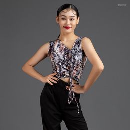 Stage Wear Latin Dance Tops Women Sexy Salsa Clothing Tap Dancewear Costume Tango Dancing Outfit Ballroom Practice DL9288