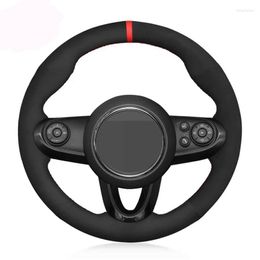 Steering Wheel Covers Car Cover No-Slip Black Genuine Leather Suede For Mini Cooper Coupe Clubman Countryman 2014-2023 Accessories