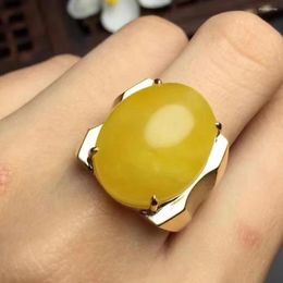 Cluster Rings Natural And Real Amber Man Ring 925 Sterling Silver Wholesales Fine Jewellery 13 18mm