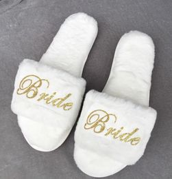 Custom name flur Bride slippers bridesmaid gifts wedding birthday anniversary women gift party Favours 236a