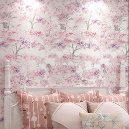 Wallpapers Korean Printed Pink Cherry Wallpaper Clothing Store Bedroom Wall Paper Roll Japanese Floral Garden For Wedding House