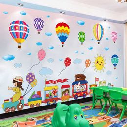 Kids' Toy Stickers Hot Air Balloons Clouds Wall Stickers DIY Animals Train Wall Decals for Kids Rooms Baby Bedroom Home Decoration