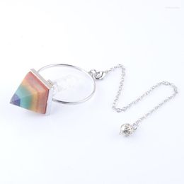 Pendant Necklaces Reiki Healing Pendants Natural Stone Pendulum For Dowsing Hexagonal Prism Pyramid Lapis Lazuli Crystal QBN454Pendant