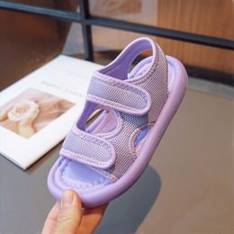 Sandals Little Kid Open Toes Sandals Girl Boy Summer Hoop Loop Shoes Child Baby Outside Flat Fashion Beach Sandal 23-36 230515