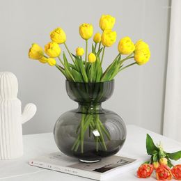 Decorative Flowers Real Touch Silicone Tulip Artificial Flower Bouquet 40CM Luxury Home Living Room Deco Flores