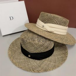 Top Hand Woven Seaweed Women Sun Hats Natural Boater Hat Summer Beach Hat Straw Sombrero Flat Cap183o