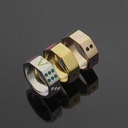 Europe America Fashion Style Rings Men Lady Womens Gold Silver-color Metal Engraved V Initials Flower Enamel Dice Lovers Pay-it Ri251P