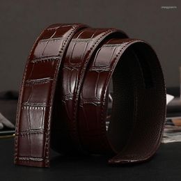 Belts Hongmioo No Buckle 3.5cm Width Cowskin Genuine Leather Belt Men Without Automatic Strap Male