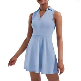 Casual Dresses Women's Fashion Tight Tennis Sport Dress Skirt With Built In Shorts 4 Pockets And Sleeveless Exercise Sundress