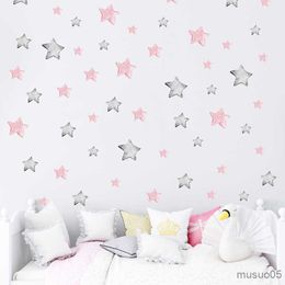 Kids' Toy Stickers 56pcs Pink Grey Stars DIY Wall Stickers for Kids Room Girls Bedroom Baby Nursery Room Wall Decor Removable Wall Decals