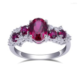 Cluster Rings Pave Band Lab Grown Ruby Enagement Ring Jewlery Customzied