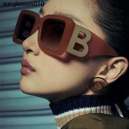 burbrerys Sunglasses letter B Sunglasses big frame square female big face thin glasses net red street concave shape photography
