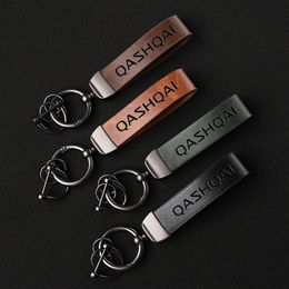 Luxury Genuine Leather Keychain Car Key Ring Holder Jewelry Custom Gift For Nissan QASHQAI with logo car Accessories