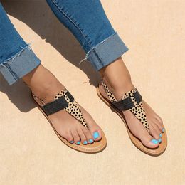 Sandals Sandals Women Summer Flats Outdoor Fashion Thong sexy Leopard print sandals beach slippers Gladiator Belt buckle Slipper 230515