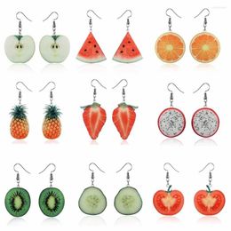 Backs Earrings Women Summer Fruit Drop Cute Acrylic Strawberry Apple Orange Kiwi Watermelon Dangle For Girls Jewellery