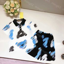 23ss kid sets kids designer clothes baby set lapel splicing Teddy bear Short sleeve Polo shirt Elastic waist shorts suit High quality baby clothes