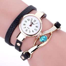 Wristwatches Cute Brand Watch Women Luxury Gold Eye Gemstone Dress Watches Bracelet Halloween Gift Leather Quartz WristwatchesWristwatches