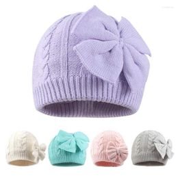 Beanies Beanie/Skull Caps Knitted Beanie Hat With Eye-Catching Bowknot Decor Warm Cap In Freezing Winter Ear Protection Oliv22